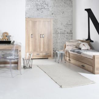 Kidsmill Brent Kinderzimmer Oldwood | Bett 90 x 200 cm + Schrank 2-türig Holz ergraut