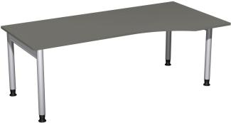 PC-Schreibtisch '4 Fuß Pro' rechts, höhenverstellbar, 200x100cm, Graphit / Silber