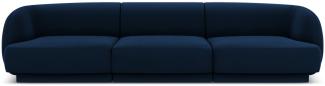 Micadoni 3-Sitzer Samtstoff Sofa Miley | Bezug Royal Blue | Beinfarbe Black Plastic