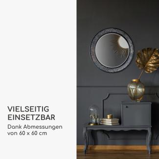 Cheyne Wandspiegel Holzrahmen rund Ø 60 cm Mosaik-Design Gold