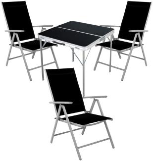 4-teiliges Campingmöbel Set Aluminium Textilen schwarz