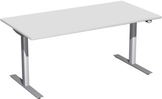 Elektro-Hubtisch 'Flex', höhenverstellbar, 160x80x68-116cm, gerade, Lichtgrau / Silber