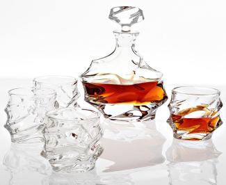 Casa Padrino Kristallglas Whisky / Cognac Set - 4 Whisky Gläser mit Karaffe - Luxus Hotel & Restaurant Accessoires