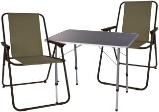 3-teiliges Campingmöbel Set L80xB60xH50-70cm schwarz/Olivegrün