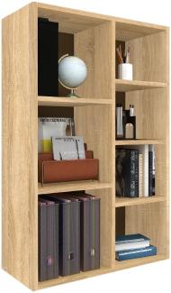 Coemo Bücherregal Twin aus Holz 7 Fächer Natur Sonoma