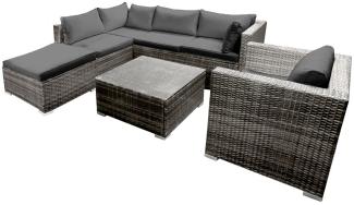 BRAST Gartenmöbel Lounge Sofa Couch Set Cosy Grau Poly-Rattan für 5 Personen