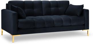 Micadoni 2-Sitzer Samtstoff Sofa Mamaia | Bezug Dark Blue | Beinfarbe Gold Metal