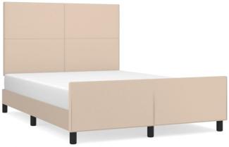 Doppelbett, Polsterbett mit Kopfteil Kunstleder Cappuccino-braun 140 x 190 cm