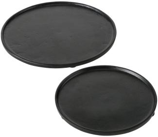 Dekoratives schwarzes Tablett VALOMI, aus Metall, 2er-Set