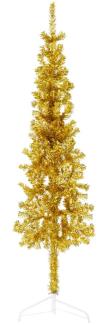 Künstlicher Halb-Weihnachtsbaum mit Ständer Schlank Gold 150 cm