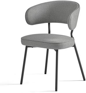 VASAGLE 1 Set Küchenstuhl Polsterstuhl Wohnzimmerstuhl Sessel mit Rückenlehne, Metallbeine,Loungesessel dunkelgrau CDL100G01