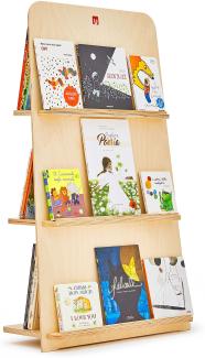 Bianconiglio Kids BUK Professionelles Montessori-Bücherregal mit Hide&Show-System zum Drehen von Büchern aus hochwertiger Birke, hergestellt in Italien, EN71 (ohne Lackzusatz)
