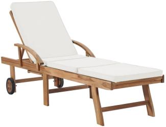 vidaXL Sonnenliege mit Auflage Massivholz Teak Creme 48022