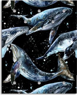 Queence Garderobe - "Whales" Druck auf hochwertigem Arcylglas inkl. Edelstahlhaken und Aufhängung, Format: 100x120cm