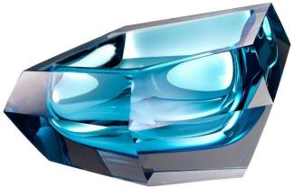 Casa Padrino Luxus Kristallglas Schüssel Blau 22 x 14 x H. 10,5 cm - Designer Deko Schüssel - Deko Accessoires