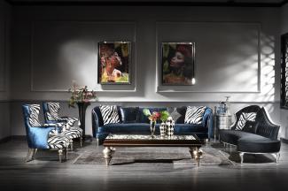 Casa Padrino Luxus Barock Wohnzimmer Set - 2 Sofas & 2 Sessel & 1 Couchtisch mit Glasplatte - Handgefertigte Barock Wohnzimmer Möbel - Edel & Prunkvoll
