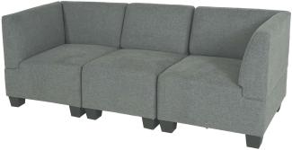 Modular 3-Sitzer Sofa Couch Lyon, Stoff/Textil ~ grau, hohe Armlehnen