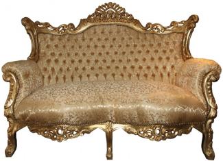 Casa Padrino Barock 2er Sofa Master Gold Muster / Gold - Wohnzimmer Couch Möbel Lounge
