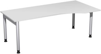 PC-Schreibtisch '4 Fuß Pro' rechts, höhenverstellbar, 200x100cm, Lichtgrau / Silber