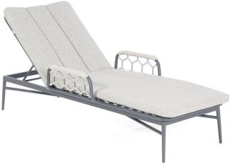 Sonnenpartner Lounge-Liege Yale Aluminium mit Polyrope silbergrau mit Auflage Relaxsessel Gartenlieg