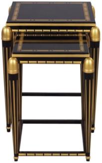 Casa Padrino Luxus Wohnzimmer Beistelltisch Set Schwarz / Gold 45 x 45 x H. 54 cm - Luxus Möbel