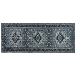 Teppich grau orientalisches Muster 80 x 200 cm Kurzflor VADKADAM