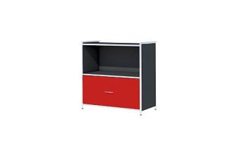 Sideboard mit Schubfach Artline, 80x38x78cm, Weiß / Rot