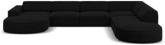 Micadoni 7-Sitzer Samtstoff Panorama Ecke rechts Sofa Jodie | Bezug Black | Beinfarbe Black Plastic