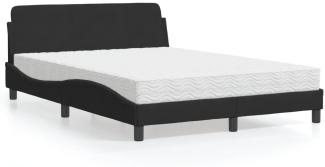 vidaXL Bett mit Matratze Schwarz 140x190 cm Samt 3208393