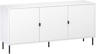 Domando Sideboard Rosolina Industrial für Wohnzimmer Breite 160cm, schwarze Designfüße, schwarze Metallgriffe in Weiß Matt