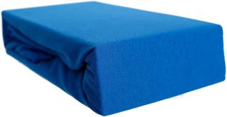 Jersey Spannbettlaken 100% Baumwolle 200-200x220 cm + 40 cm Rundumgummizug Blau