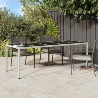 vidaXL Gartentisch Weiß 250x100x75 cm Poly Rattan und Hartglas