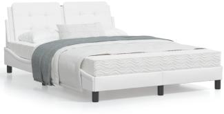 vidaXL Bett mit Matratze Weiß 140x190 cm Kunstleder