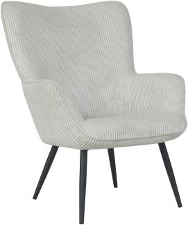byLIVING Sessel Uta / Grob-Cord off-white / Gestell schwarz pulverbeschichtet / Relaxsessel /Armlehnen-Sessel / B 72, H 97, T 80 cm