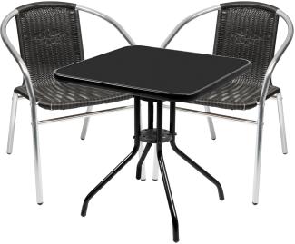 Bistro Sitzgarnitur Bistrogarnitur 3-teilig Tisch Schwarz / Stuhl