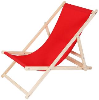 Strandliege Holz Liegestuhl Gartenliege Sonnenliege Strandstuhl - klappbar - Rot