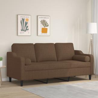 3-Sitzer-Sofa mit Zierkissen Braun 180 cm Stoff (Farbe: Braun)