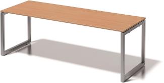 Cito Schreibtisch, 740 mm höhenfixes O-Gestell, H 19 x B 2200 x T 800 mm, Dekor buche, Gestell silber