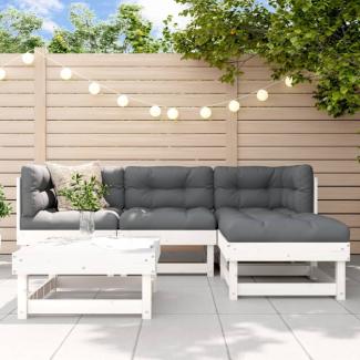 vidaXL 5-tlg. Garten-Lounge-Set Weiß Massivholz Kiefer