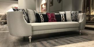 Casa Padrino Luxus Barock Sofa Silber / Antik Silber - Handgefertigtes Wohnzimmer Sofa