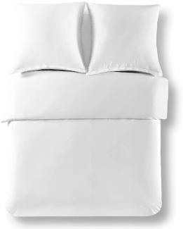Alreya Renforcé Bettwäsche 200 x 220 cm - 100% Baumwolle mit YKK Reißverschluss, Superweiches Bettbezug, Oeko-TEX® Standard Zertifiziert, Weiß, nur Bettbezug
