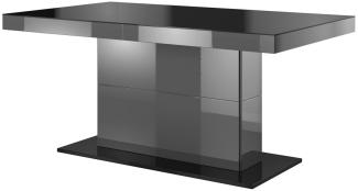 Esstisch "Hektor" Küchentisch 165-255x95cm grau hochglanz Glas Ausziehbar
