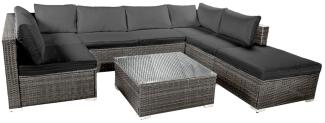 BRAST Gartenmöbel Lounge Sofa Couch Set Sunshine Grau Poly-Rattan für 5 Personen