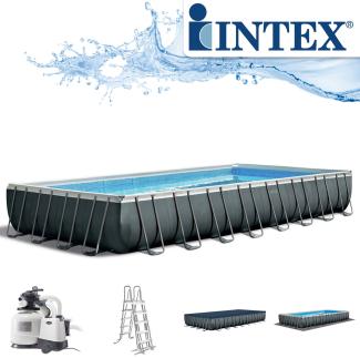 Intex 'Frame Swimming Pool Set Ultra Quadra XTR', anthrazit, 975 x 488 x 132 cm, inkl. Sandfilteranlage