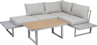 greemotion Lounge-Set Aruba, 2-teilig, Aluminium, grau, Tisch und Bank, Gartenliege, Gartenmöbel-Set, Loungemöbel-Set