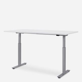 160 x 80 cm WRK21® SMART - Weiss Uni / Grau elektrisch höhenverstellbarer Schreibtisch