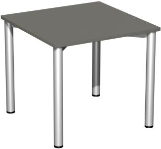 Schreibtisch '4 Fuß Flex', feste Höhe 80x80cm, Graphit / Silber