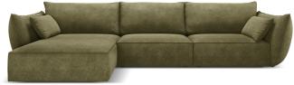 Micadoni 4-Sitzer Ecke links Sofa Kaelle | Bezug Green | Beinfarbe Black Plastic
