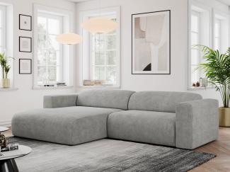 Ecksofa PASADENA, freistehendes Ecksofa, breite Armlehnen, Federsitz - rechts - Braun Stoff