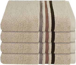 Schiesser Handtuch Skyline, 4er Set, mit Webbordüre, 100% Baumwolle Beige